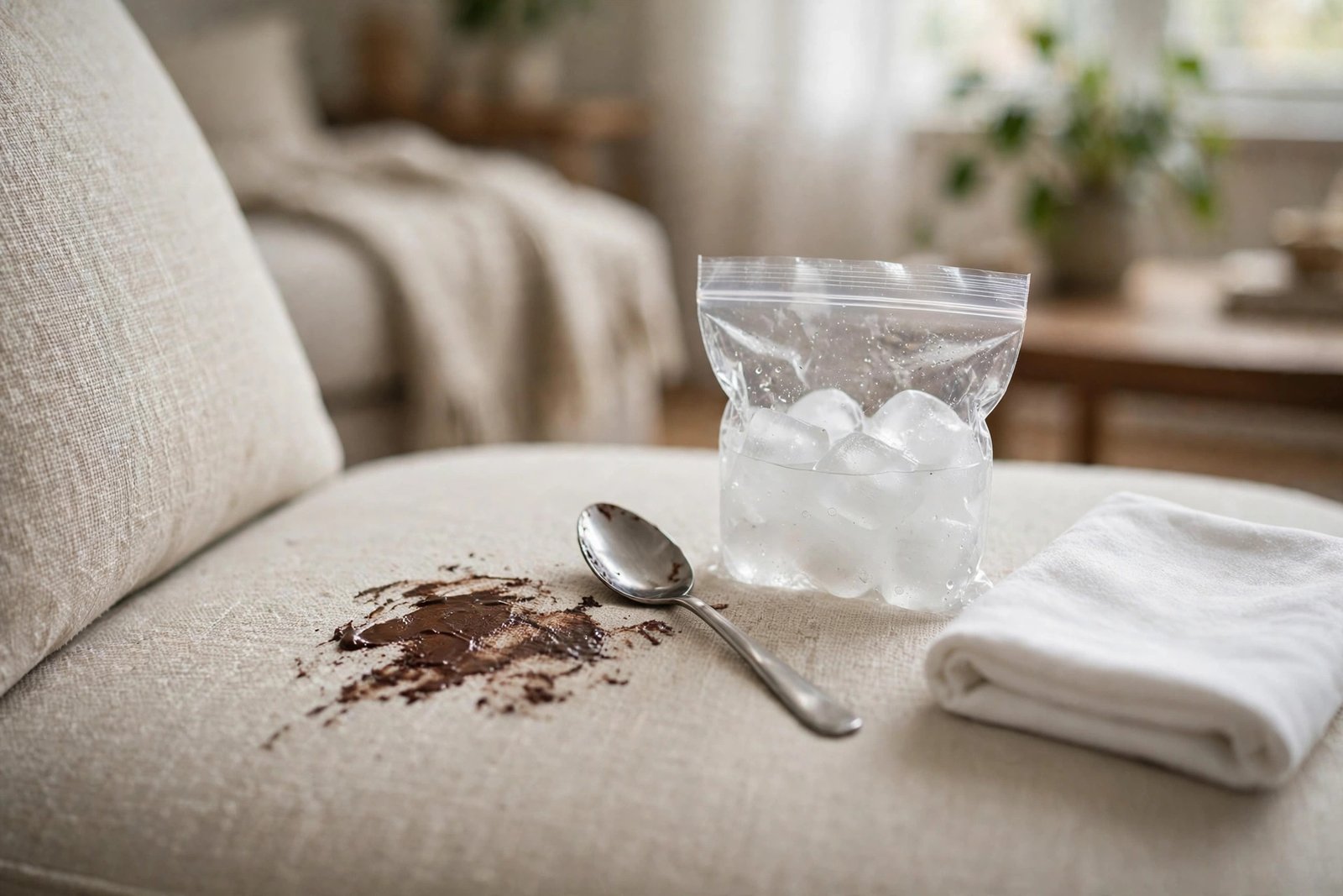 how to get chocolate out of a sofa
