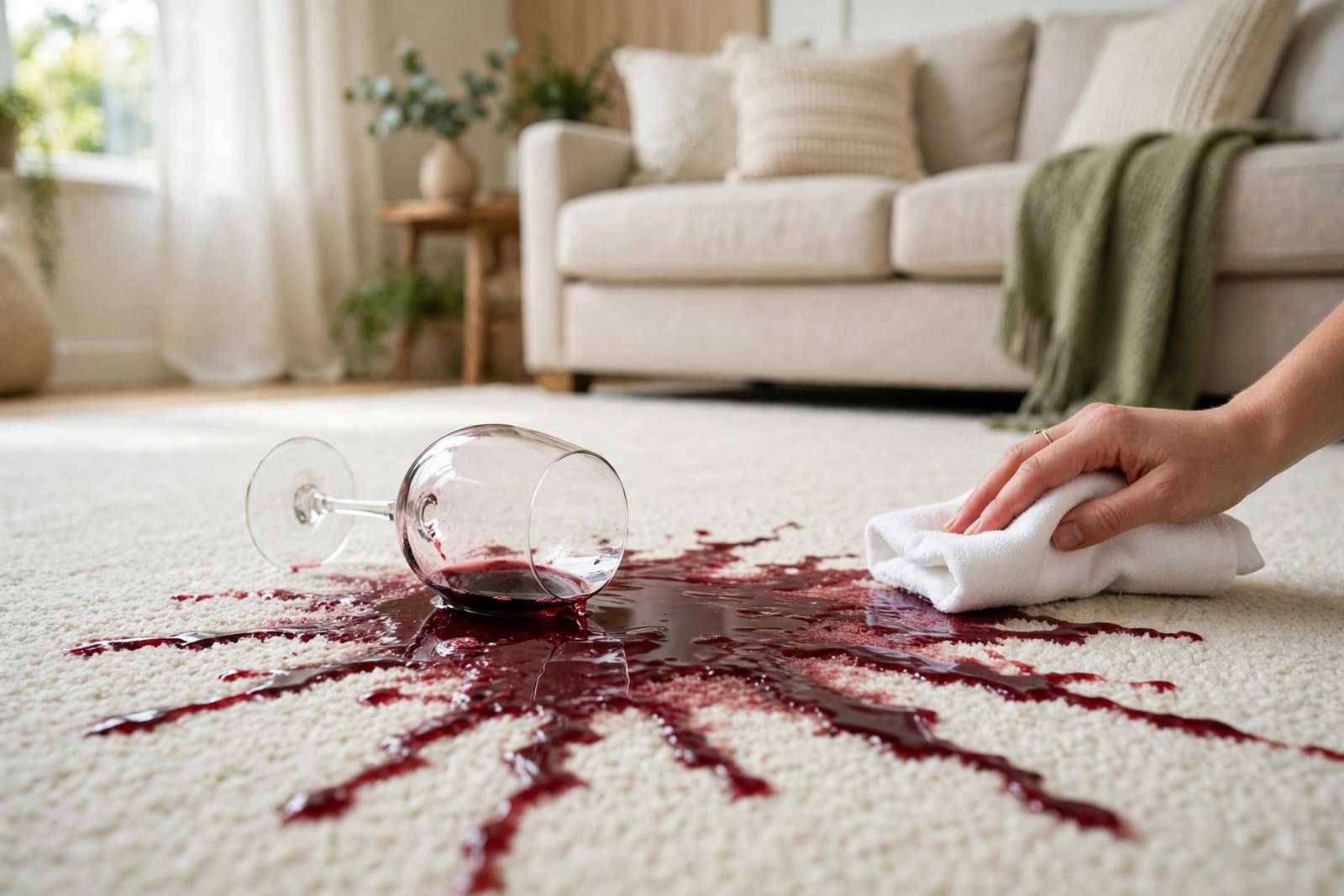 red wine stain on carpet